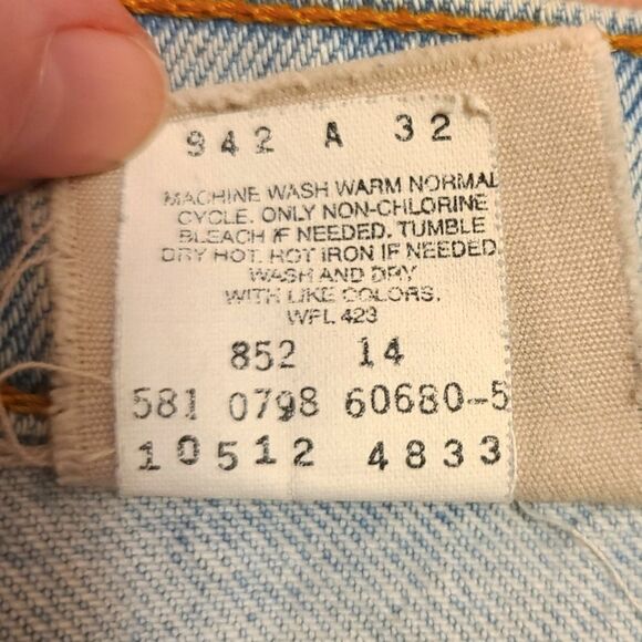 Vintage 90s Levis Jean Shorts Made in USA Light Wash Embellished Furst of a Kind - Picture 9 of 11